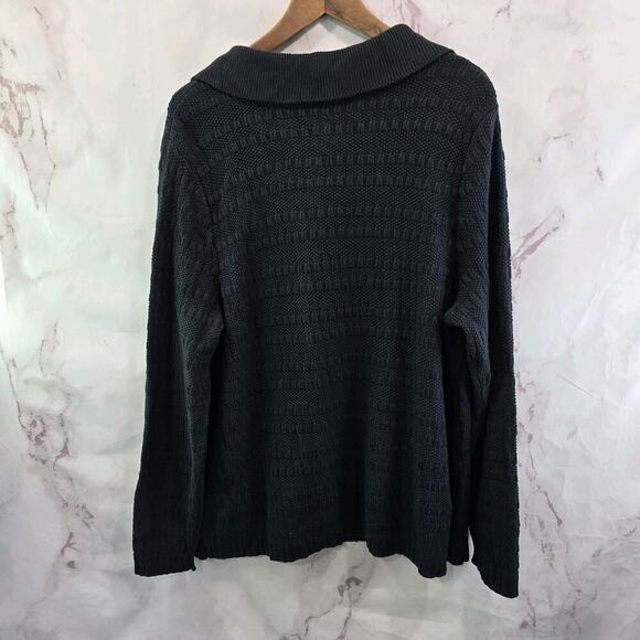 J Jill Cardigan Womens XL Black Sweater Blazer Wearever Textured Button Cotton - Picture 5 of 12